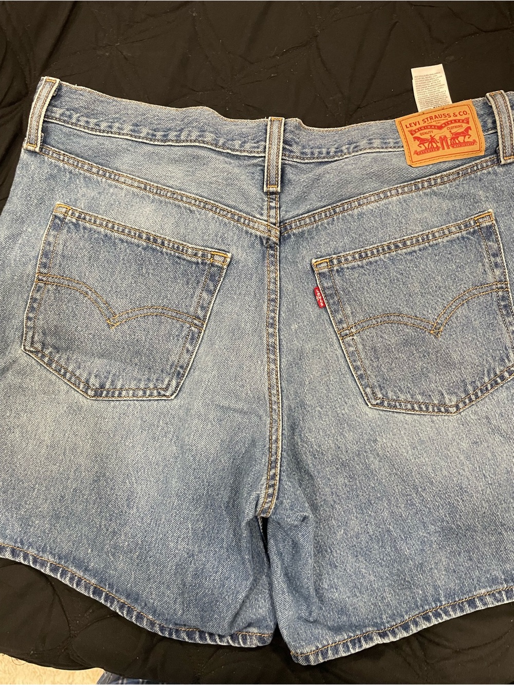 Levi's Blue Denim Shorts with Red Tab Accent